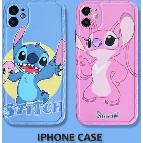 Disney Stitch Cartoon Phone Case Couple All-inclusive Soft Case Suitable for IPhone 12 Mini 11 Pro Max XR XS Max 7 8 Plus X SE