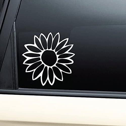 Flower Vinyl Decal Sticker - White- Die Cut Decal Bumper Sticker for Windows, Cars, Trucks, Laptops 5