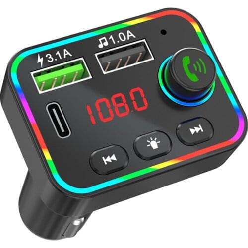 Car Bluetooth 5.0 FM Transmitter Car Wireless Handsfree Calling Dual USB Charger Support U Disk/ TF Card Mp3 Music Player