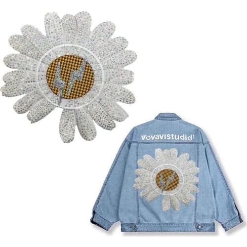 T shirt Women Fashion Patch Sequins 26.5cm Lightning Flower Deal With it Biker Patches for Clothes Sticker 3d t Shirt men