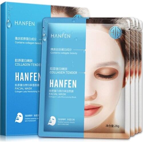 4 Pcs Lady Collagen Moisturizing Facial Mask Fades Acne Marks Firm Hydration Smooth Anti Wrinkle Shrinking Pores Brighten