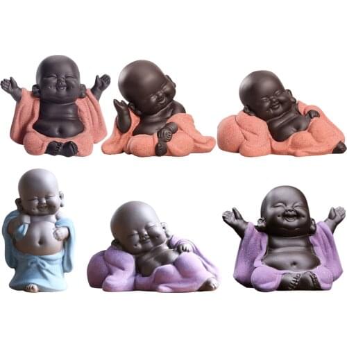 Creative Little Ceramic Maitreya Happy Buddha Sculpture Figurine Ornaments, Cute Style