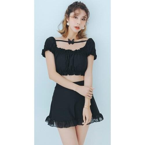 Swimsuit With Shorts Female Sexy Plus Size Swimwear Korea Ladies High Waist Separate Surfing Swimsuits Cover Fairy Fan New