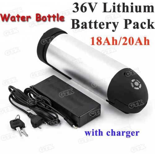 Power black silver 36v 18Ah Water bottle lithium ion battery 36v 20AH for 500w scooter bicycle electric wheelchair+2A Charger