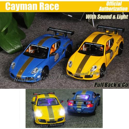 1:32 Scale Luxury Alloy Diecast Racing Car Model For ThePorsche Cayman Race Collection Metal Model Pull Back Sound&Light Vehicle