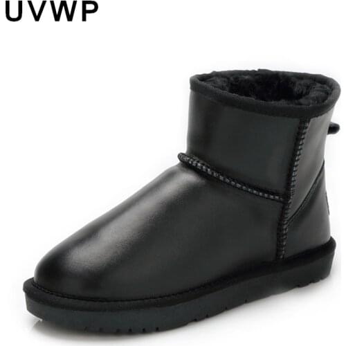 Fashion Waterproof Winter Boots Womens Genuine Leather Snow Boots Female Warm Short Ankle Boots Winter Shoes Women Boots