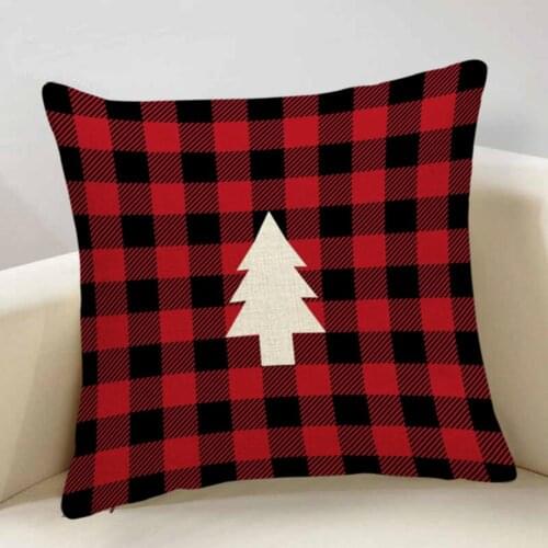 2020 NEW Christmas Pillowcase Elegant Cushion Cover For Decor Red Plaid Pillow Text Antler Digital Printing Cushion Cover