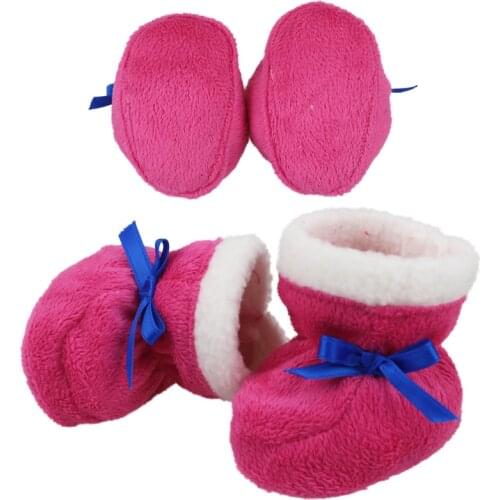 New red Doll Handmade Plush boots Fit 43cm Baby new Born Doll Clothes 18 Inch American Doll Shoes Children Best Birthday Gift