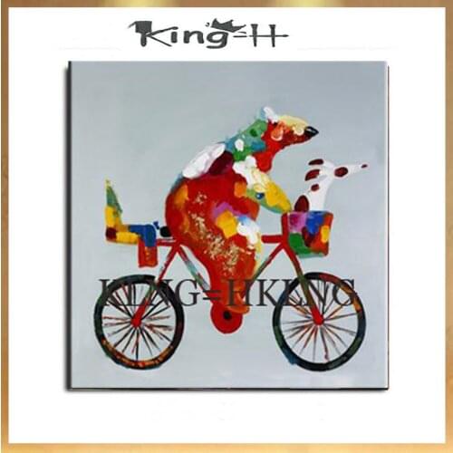 New sample animal hand-painted mother bears in modern bike oil painting abstract funny baby bear style sofa decorated hall hall