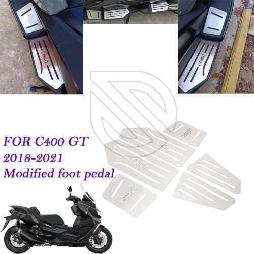 Drawing Surface Stainless Steel Antiskid Foot Pad And Antiskid Foot Pedal For BMW C400GT 2019 2020 2021 Motorcycle Accessories