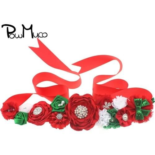 Powmuco 1 PCS Glitter Sequins Bows Flowers Maternity Belts Fashion Pearl Rhinestone Floral Women Waistband Christmas Decoration