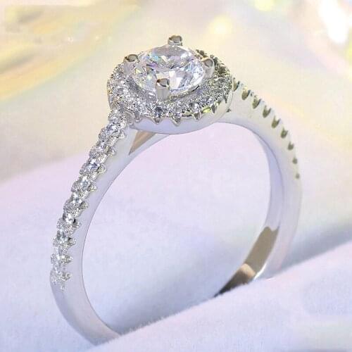 Deluxe round Cubic Zirconia arrangement Rings for women Rainbow Plata jewelry Overlay ring JZ13 anel feminino anillo