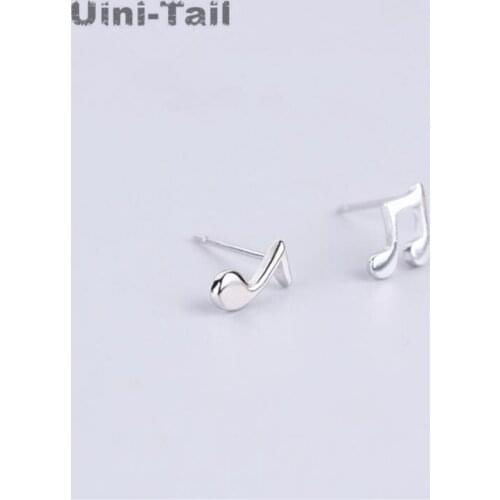 Uini-Tail Hot Music Elf 925 sterling silver cute note earrings Korean version of allergy-free pure silver ear jewelry