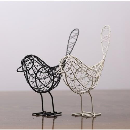 Nordic Decoration Home Iron Bird Figurines Abstract Bird Miniatures Vintage Animal Home Decoration Modern For House Room Black