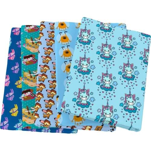 Unicorn Animal Polyester Cotton Fabric Sewing Quilting Fabrics Needlework Material DIY Handmade Cloth,1Yc14073