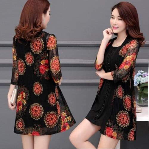 Summer Thin Print Long Cardigan Lace Sun Protection Clothing 5XL Plus size Loose Ladies Shawl Jacket Mujer Shawl Sunscreen Coat