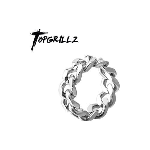 TOPGRILLZ 2021 New Glossy Cuban Rings Stainless Steel Ring Hip Hop Fashion Mens Jewelry Accessories For Party Gift