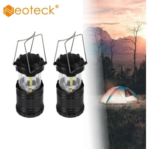 Neoteck 2Pcs Ultra Bright COB LED Lantern Collapsible AA Battery Powered Outdoor lighting Lantern Emergency Tent Camping Lamp