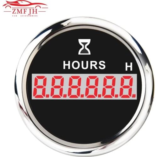 52mm Universal Digital Hour Meters 9-32V DC LCD Hourmeters Waterproof Hour Gauges Time Gauges for Marine Boat with Red Backlight
