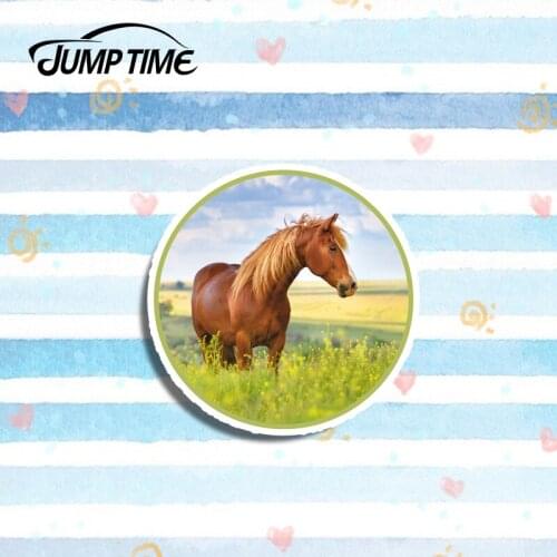 Jump Time 13cmx13cm Brown Horse Vinyl Stickers Pony Girls Sticker Laptop Travel Luggage Waterproof Car Accessories