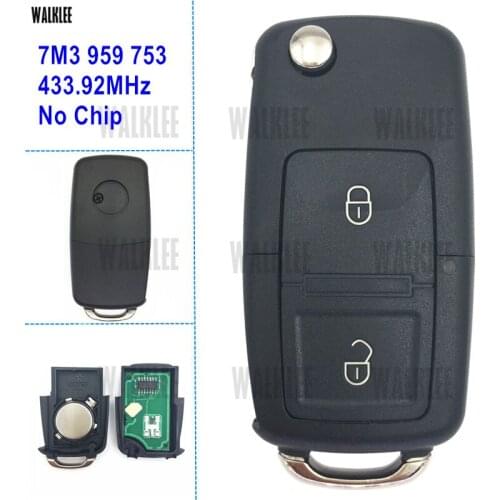 WALKLEE 433.92MHz Remote Key 7M3 959 753 for SEAT Alhambra 7M3959753 without Chip Keyless Entry Transmitter