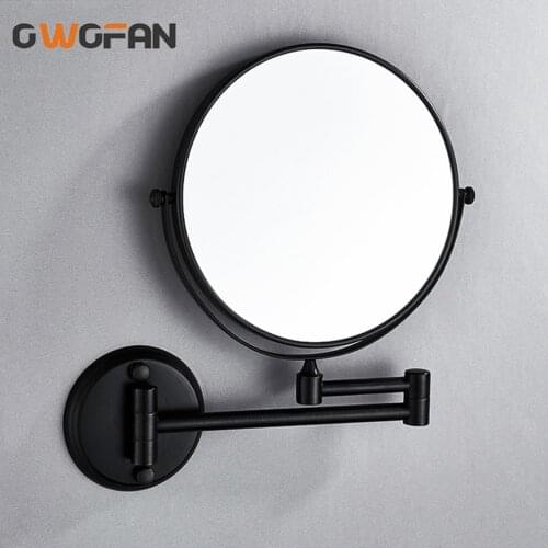 Bath Mirror 8 Inch Folding Black Bathroom Mirror 7" 3X Magnifying Double 2 Faced Makeup Mirror Desktop Women Wall Mirror M37-803