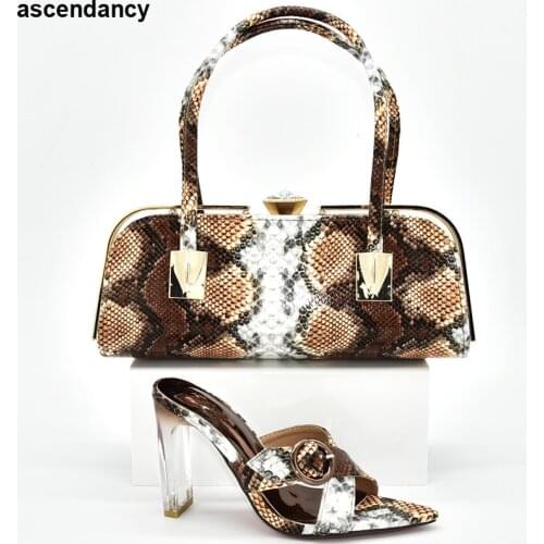 Designer Shoes Women Luxury 2019 Square Heel Women Shoes and Bag Set In Italy Slip-On Party Nigerian Women Shoes and Bag Set