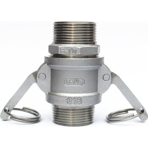 1/2" BSP Male Thread x 1/2" BSP Male Thread 304 Stainless Steel B + F Type CamLock Fitting Pump Adapter Cam Groove Coupling
