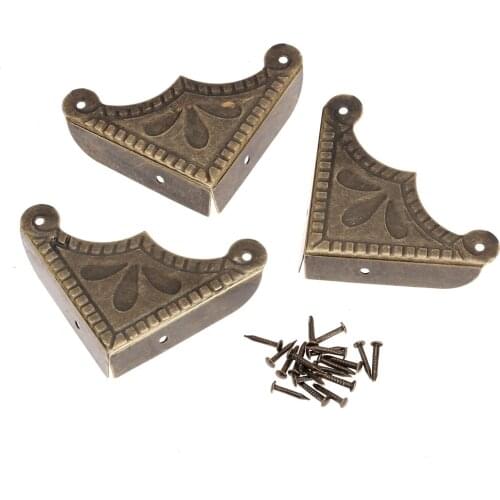 12Pcs Decorative Corner Brackets for Scrapbook Wooden Box Edge Cover Corner Protector Guard Antique Corner Chinese Crafts w/Nail
