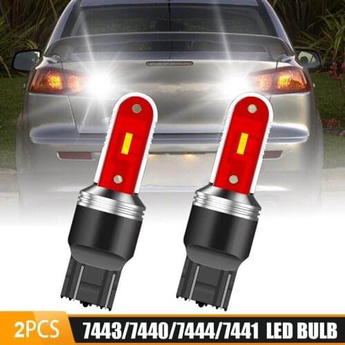 2pcs 7443 7440 SMD LED Back Up Reverse Light Bulbs 6500K Super White Canbus Rear Fog reversing taillight Car accessories