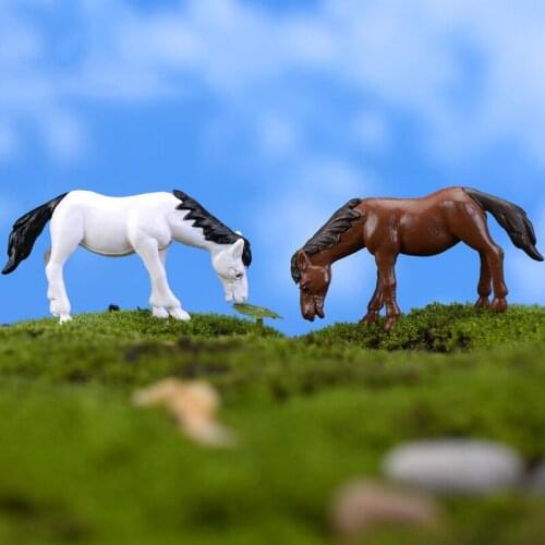 2PCS Horse Animal Miniature Fairy Garden Home Houses Decoration Mini Craft Micro Landscaping Decor DIY Accessories