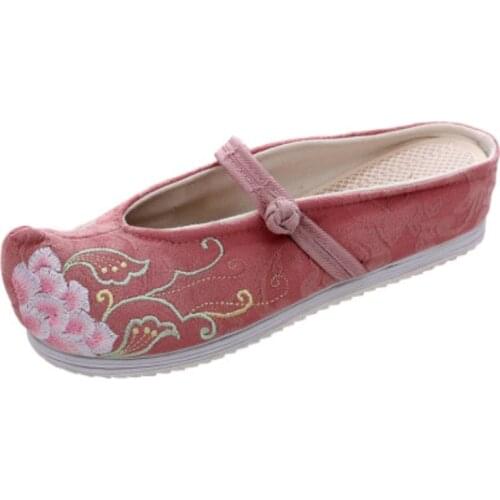 2020 Retro Embroidered Women Jacquard Wedge Slippers Mules Summer Ladies Soft Comfortable Hanfu Sliders Shoes Platforms