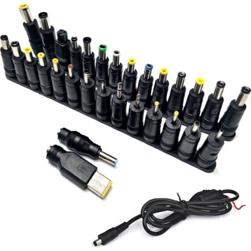 31pcs Universal Laptop DC Power Supply Adapters AC DC Jack Connector Male Female Plug Charger Conversion Head Adapter Connectors