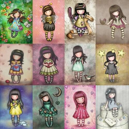 5D Diy Diamond Painting Cartoon Gril Cross Stitch Kit Full Drill Embroidery Mosaic Art Picture of Rhinestones Home Decor