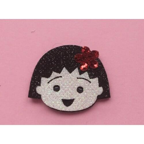 30pcs Chi-bi Maruko Padded Glitter Fabric Applique for DIY Clothes Hat Sewing Material Kids Headwear Kawaii Accessories