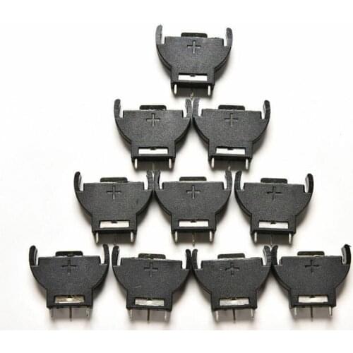 10Pcs CR2032 Battery Case Half-Round Lithium Button Cell Coin Battery Box Holder Case CR 2032 Batteries Holder Socket 3 PIN
