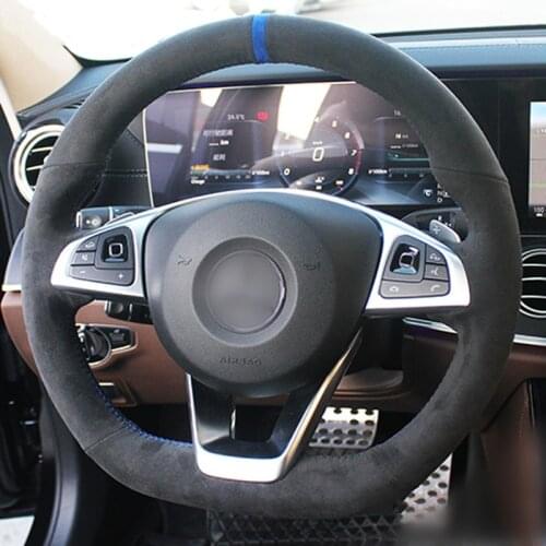 Black Alcantara Steering Wheel Cover for Mercedes-Benz C200 C250 C300 Sport CLA220 B250 B260 A200 A250