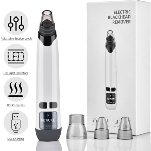 Electric Blackhead Remover USB Rechargeable Pore Vacuum Cleaner Comedone Acne Pimple Extractor Removal Tool with 3 Adjustable Su