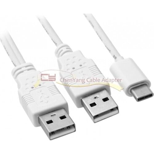 USB 3.1 Type C USB-C to Dual A Male Extra Power Data Y Cable for Cell Phone & Hard Disk