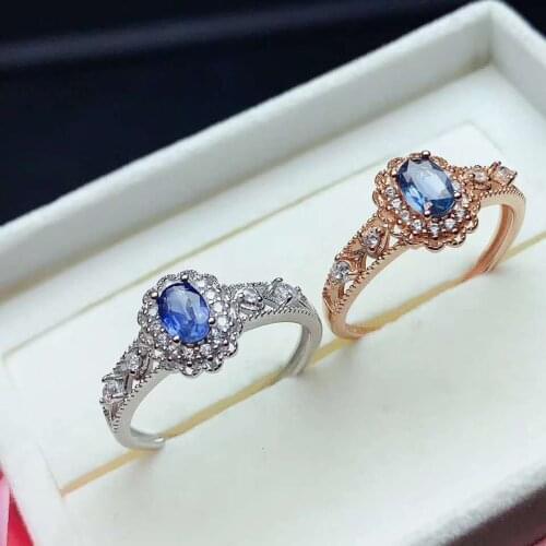 Natural Sri Lanka Sapphire S925 Ring Elegant Fine Fashion Charming Wedding Jewelry for Women Free Shipping MeibaPJ FS