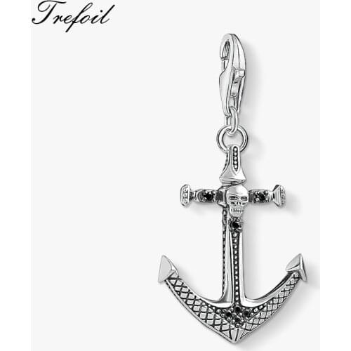 Skull Anchor Pendant,Jewelry 925 Sterling Silver Vintage Ocean Gift For Women Men Boy Girls Fit Bracelet Necklace Bag 2020 New