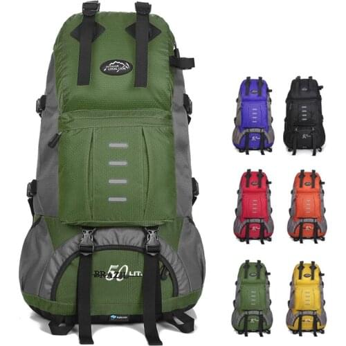 Men 50L Hiking Backpacks for Mountaineering Climbing Bag Outdoor Women Travel Riding Reflctive Backpack with Shoe Compartment