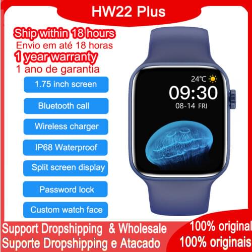 Original HW22 Plus Men Smart Watch Series 6 Wireless Charging Bluetooth Call Split Screen Customs Watch Face 44mm Smartwatch
