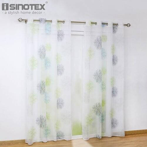 Pastoral Floral Tab Top Tulle Curtain European Grommet Window Treatment for Living Room Balcony Home Wedding Decoration Cortinas