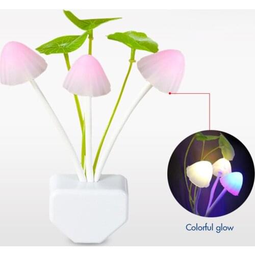 Light Control Mushroom Plug-in Night Light Colorful LED Nightlight Dusk-To-Dawn Sensor for Bedroom, Hallway, Energy Efficient
