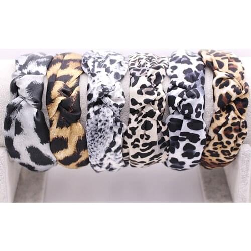 Bohemian Leopard Pattern Satin Hairband Snake Animal Print Hairband Knotted Headband customized Hair Accessories