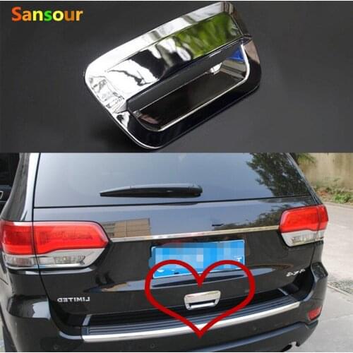 Sansour For Jeep Grand Cherokee 2014-2018 Rear Trunk Tailgate Door Handle Bar Cover Frame Sticker Trim Car Styling