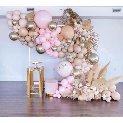 DIY Doubled Cream Peach Apricot Balloons Garland Macaron Pink Ballon Kit Gold Globos Wedding Birthday Baby Shower Party Decor