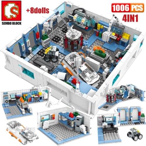 SEMBO Wandering Earth Air Space Station House Building Blocks City Electric Car astronaut Figures 1006pcs Bricks Toys for kids