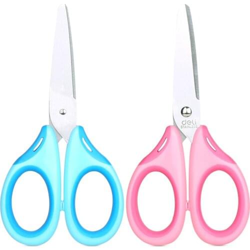 Deli 6068 student scissors rounded blade stainless steel scissors hand made rivet candy scissors office supplies